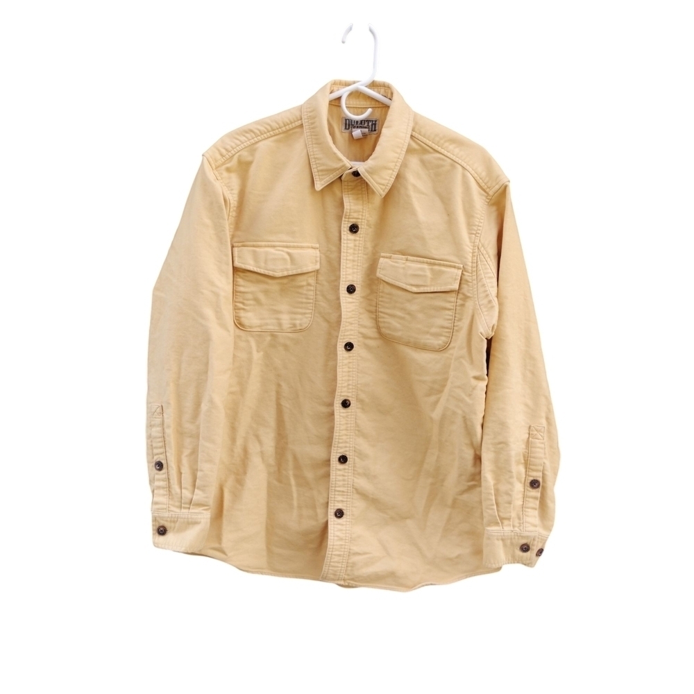Duluth Trading Co Men's Button-Down Shirt in Light Tan
